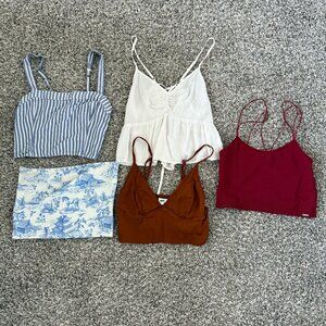 Lot of 5 Crop Tops – Edikted, Gilly Hicks, Aerie, Y2K Boho Summer XS/S